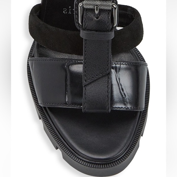 Christian Louboutin Belted T-Strap Lug Leather Sandals - Picture 4 of 11